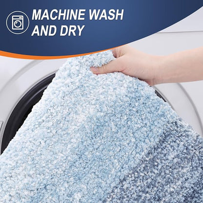 OLANLY Large Bathroom Rugs Mat 40x24, Extra Soft Absorbent Microfiber Bath Rugs, Rubber Backing, Quick Dry, Machine Washable Bath Mats for Bathroom Floor, Tub and Shower, Home Decor Accessories, Blue