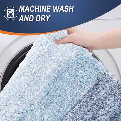 OLANLY Bathroom Runner Rugs Mat 70x24, Extra Soft Absorbent Microfiber Bath Rugs, Rubber Backing, Quick Dry, Washable Long Bath Mats for Bathroom Floor, Tub and Shower, Home Decor Accessories, Blue
