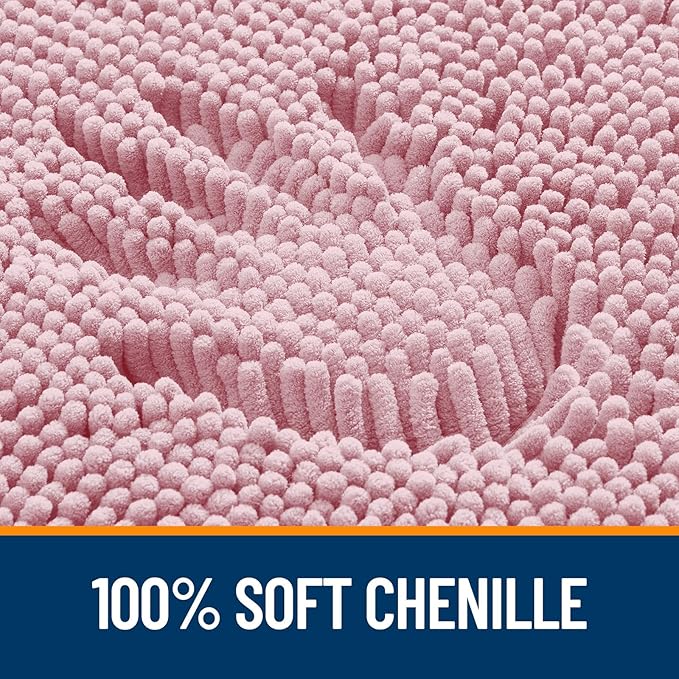 OLANLY Large Bathroom Rugs 40x32, Extra Soft Absorbent Chenille Bath Rugs, Rubber Backing Quick Dry, Machine Washable Bath Mats for Bathroom Floor, Tub and Shower, Home Decor Accessories, Dusty Rose