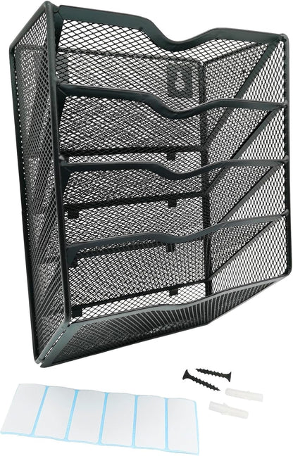 5-Tier Wall Mount All Metal Sandpaper Organizer, Hanging Sandpaper Storage Rack Holder for 5" & 6" Sanding Discs, Woodworking Tool Box Accessories (Black)