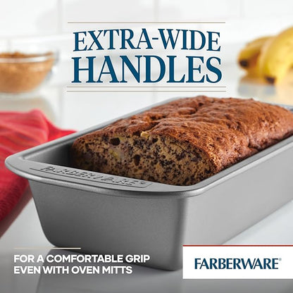 Farberware Bakeware Meatloaf/Nonstick Baking Loaf Pan Set, Two 9-Inch x 5-Inch, Gray