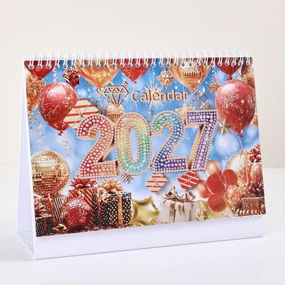 icceemee 2027 Calendar Desk Calendar DIY Diamond Painting Art with Animals theme Calendar, Monthly Flip Planner with To-Do List, Handmade Craft for Office & Home Decor Gift