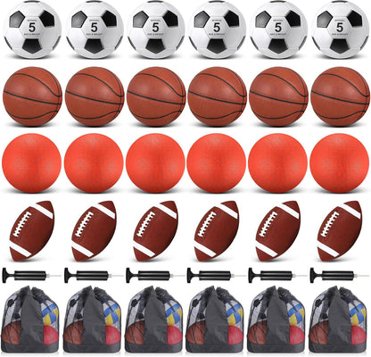 HyDren Sports Balls Set for Teen Adult, Include Official Size Basketball Soccer Ball Football Playground Ball with Pump and Equipment Carry Bag Sports Gift Back to School