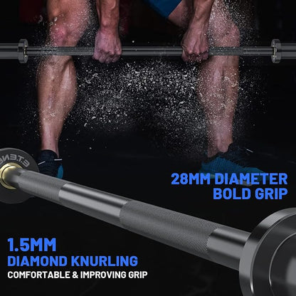 4FT Chrome Steel Olympic Barbell, 500LB | 20LB compact bar with 28mm knurled grip, bearing sleeves, 7.6-inch loadable length, and 2-inch plate fit