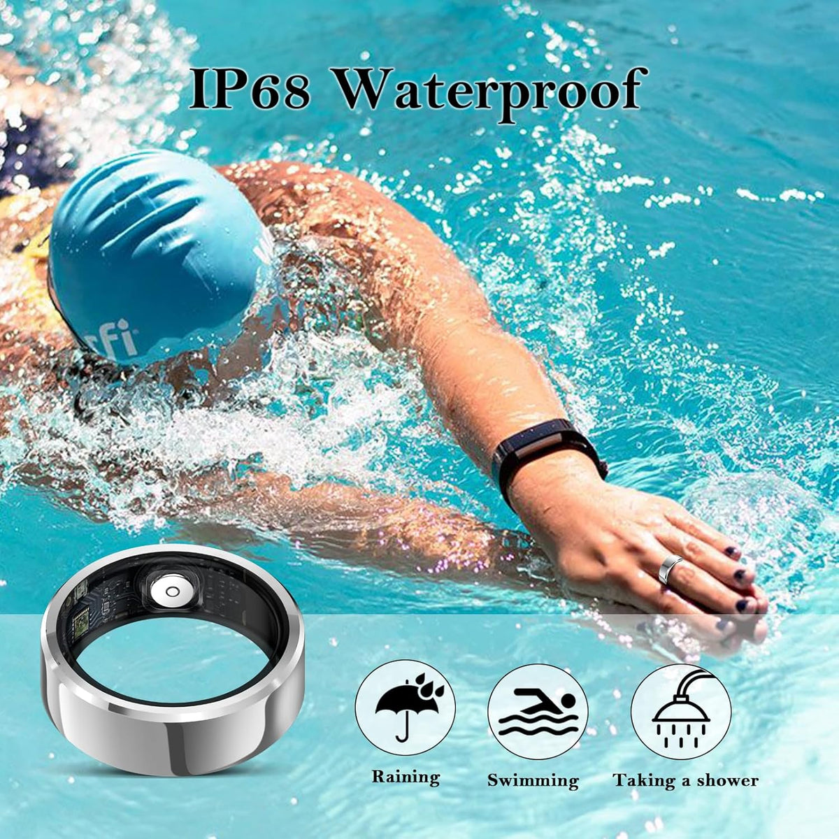 Smart Ring for Women Men-Wearable Fitness Tracker with Sleep Tracking Heart Rate Healthy Monitor Ring Activity Monitoring Steps Calories