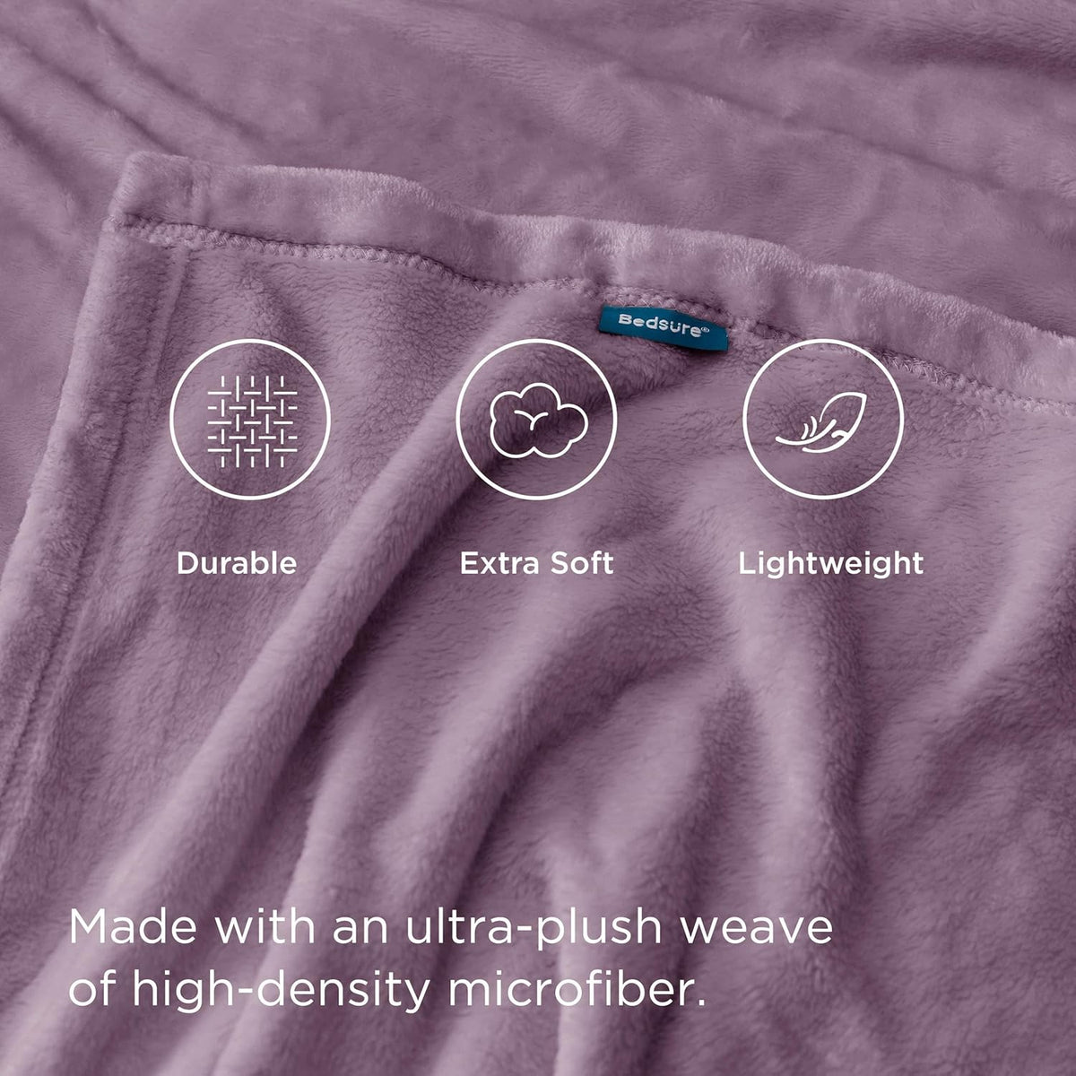 Bedsure Fleece Throw Blanket for Couch Fog Purple - Lightweight Plush Fuzzy Cozy Soft Blankets and Throws for Sofa, 50x60 inches
