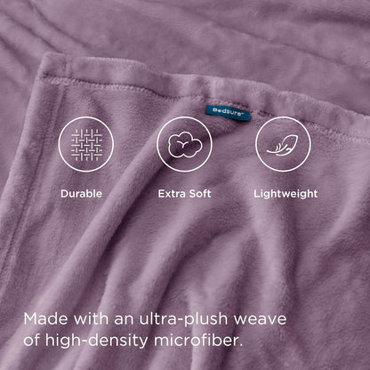 Bedsure Fleece Throw Blanket for Couch Fog Purple - Lightweight Plush Fuzzy Cozy Soft Blankets and Throws for Sofa, 50x60 inches