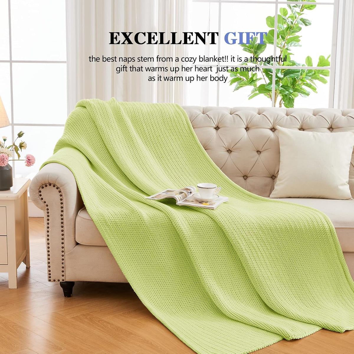 L'AGRATY Knitted Weighted Blanket - 48"x72" 12lbs Cooling Chunky Knit Heavy Blanket for Adults Braided Crochet Throw Thick Cable Yarn Knit Decorative No Beads Evenly Weighted Machine Washable
