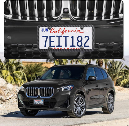 LivTee Carbon Fiber License Plate Frames, 4 Holes Stainless Steel License Plate Covers, 2PCS Car License Plate Holder, Automotive Exterior Accessories, Slim Design with Gasket Cover for US Cars