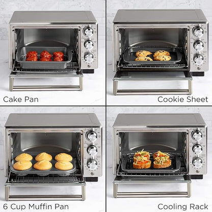 Ecolution Non-Stick Toaster Oven Bakeware Set 4-Piece, Carbon Steel, Easy to Clean and Perfect for Single Servings, Gray