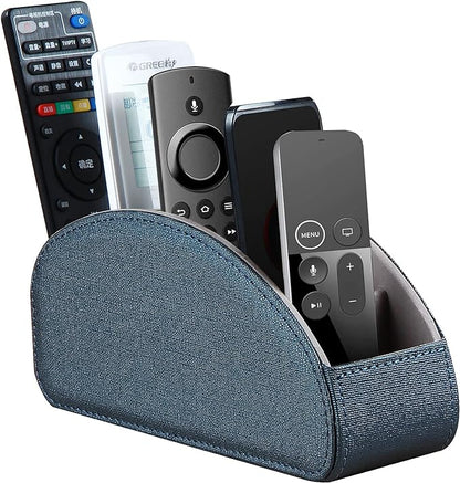 Remote Control Holder Leather TV Remote Caddy for Table, 5 Compartments Nightstand Organizer for Bedroom Accessories/Bedside Remotes/Media Controllers/Office Supplies, Decorations for Living Room