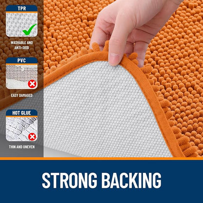 OLANLY Bathroom Runner Rugs 70x24, Extra Soft Absorbent Chenille Bath Rugs, Rubber Backing Quick Dry, Machine Washable Long Bath Mats for Bathroom Floor, Tub and Shower, Home Decor Accessories, Clay