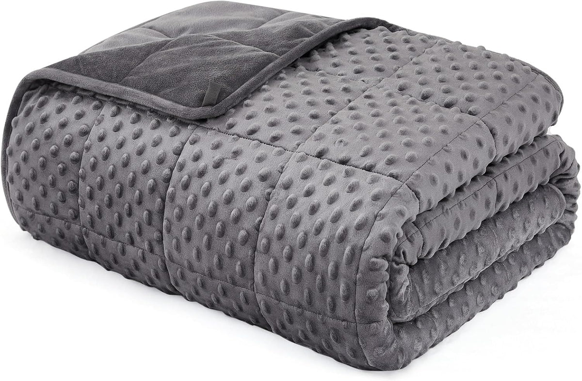 L'AGRATY Weighted Blanket for Adult - 48"x72" 15lbs Minky Dots Heavy Blanket with Glass Beads: Soft Breathable for All-Season Summer Fall Winter Thick Comfort for Sleeping