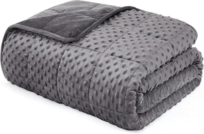L'AGRATY Weighted Blanket for Adult - 48"x72" 15lbs Minky Dots Heavy Blanket with Glass Beads: Soft Breathable for All-Season Summer Fall Winter Thick Comfort for Sleeping