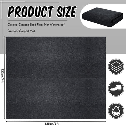 Haull Outdoor Storage Shed Floor Moat Waterproof Outdoor Carport Mat Thickened Soft Patio Furniture Pad Washable with Non Slip Backing, Storage Shed Not Included(4 x 5 ft)