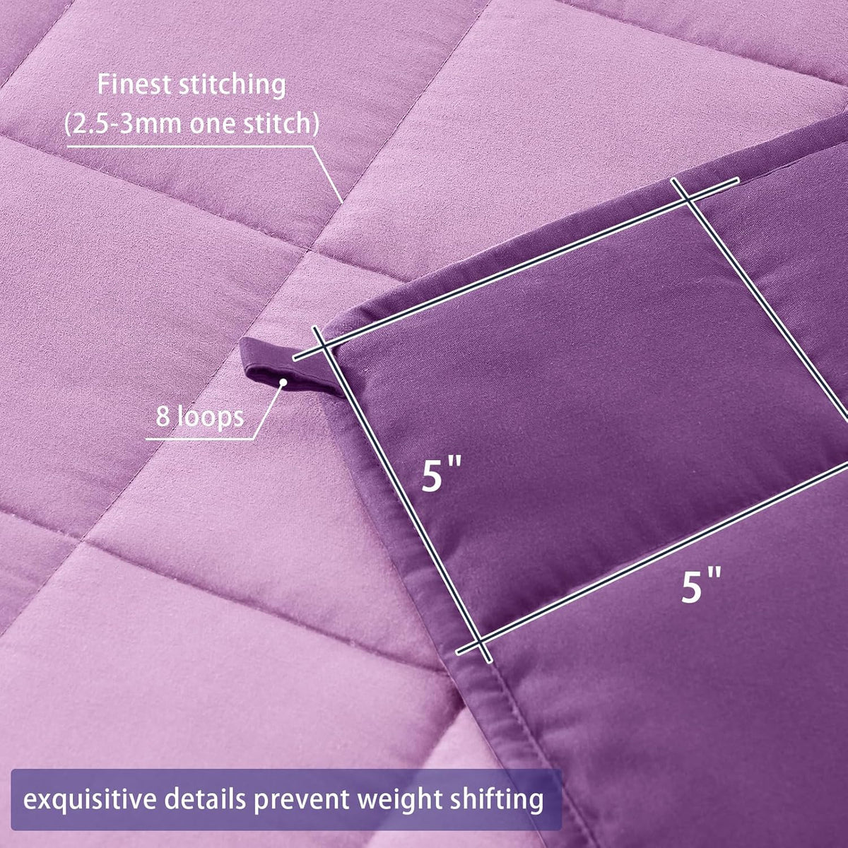 King Size Weighted Blanket for Adults (20 lbs, 80” x 87”, Purple) Cooling Heavy Blanket for Sleeping Perfect for 190-210 lbs, Breathable Blanket for Adults & Couple All Season, Machine Washable