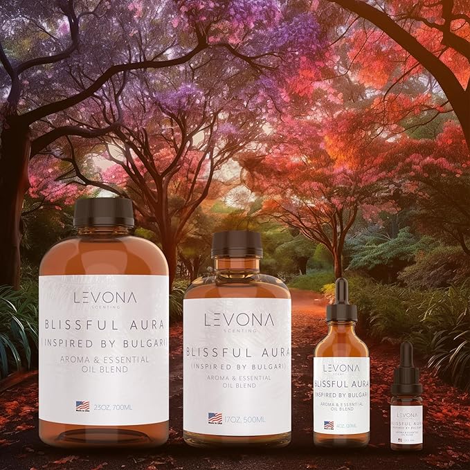 Levona Scent Essential Oil - Fresh Aroma for Home, Office, Hotel & Spa, Perfect in Humidifiers and Diffusers, Luxury Fragrance, With Roses, Geranium, Zesty Lemon Notes - 500ml/ 17 fl oz, Blissful Aura