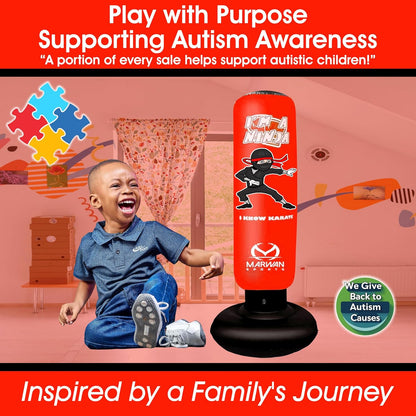 Durable Inflatable Kids Punching Bag for Karate and Boxing – Bounce-Back Martial Arts Bag for Boys and Girls, Great Birthday Gift to Relieve Energy and Build Skills for Boys Ages 4-12