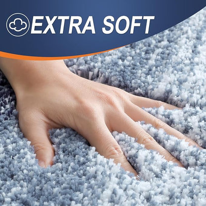 OLANLY Bathroom Runner Rugs Mat 70x24, Extra Soft Absorbent Microfiber Bath Rugs, Rubber Backing, Quick Dry, Washable Long Bath Mats for Bathroom, Tub and Shower, Home Decor Accessories, Airy Blue