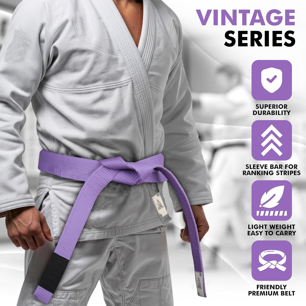 Vintage Series BJJ Belt for Men & Women Brazilian Jiu Jitsu Belt for Jiu Jitsu Gi