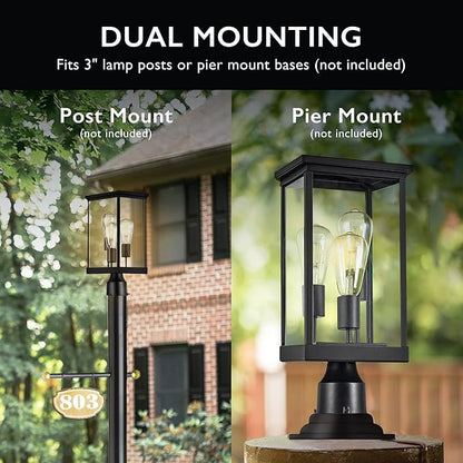 Mayfield Outdoor Lights with Clear Glass, Modern Post Lights – Backyard Lights for Patio, Driveway, Garden, and Porches, Decorative Lamp in Black, Design House 589200-BLK
