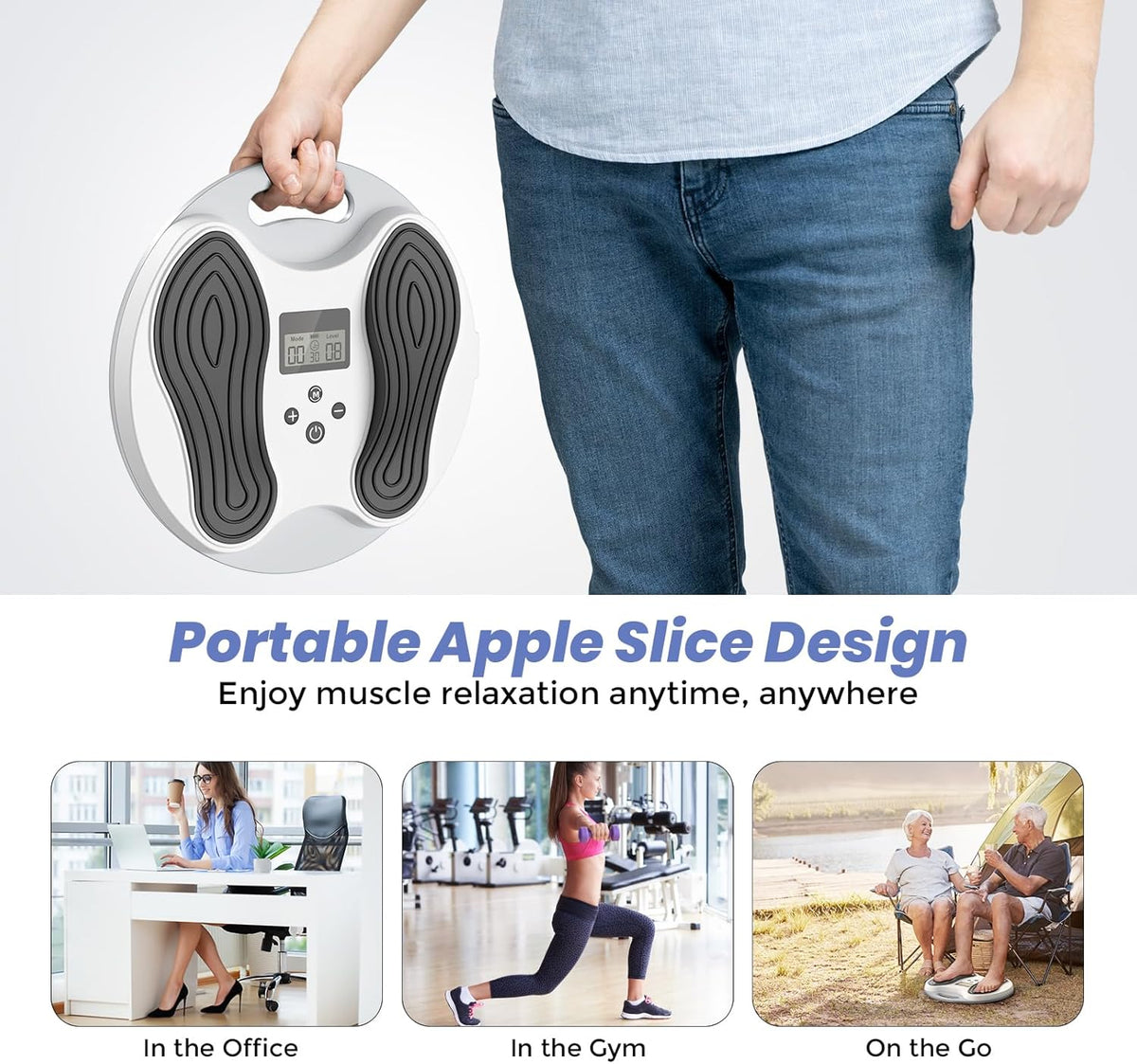 Transcutaneous Electrical Nerve Stimulator, TENS EMS Leg Foot Massager with LCD Display, Back & Shoulder Muscle Stimulation and Relief of Sore Muscles