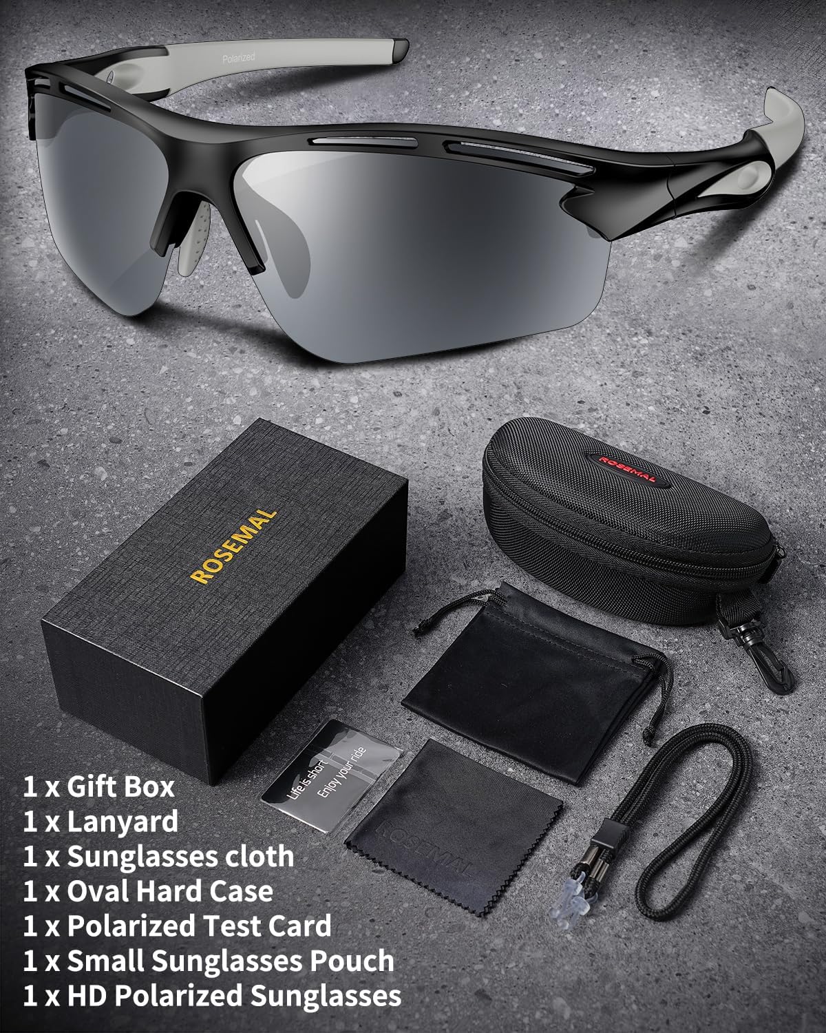 Polarized Sports Sunglasses for Men Women,UV400 Protection Sunglass for Running Cycling Fishing Hiking TR90
