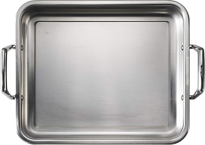 Tramontina 13.5-Inch Stainless Steel Roasting Pan with Rack, Turkey Roaster for Oven, Dishwasher Safe, Made in Brazil