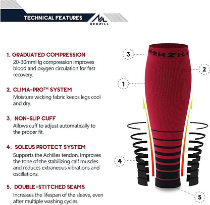 NEWZILL Compression Calf Sleeves (20-30mmHg) for Men & Women Perfect Option to Compression Socks for Running Travel Nursing