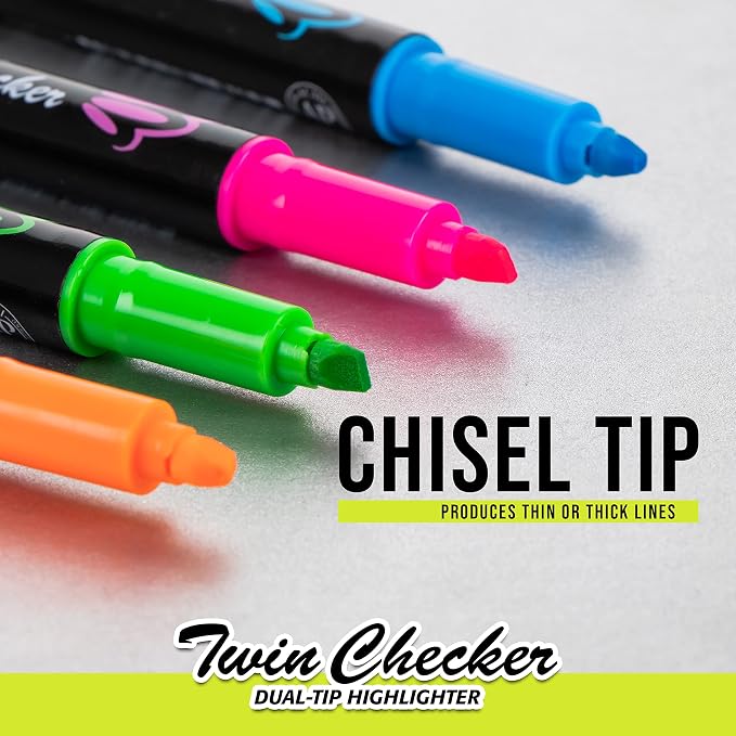 Pentel Twin checker Dual-Tip Highlighter, Chisel Tip, Yellow/Green Ink, Pack of 12 (SLW8-GK)