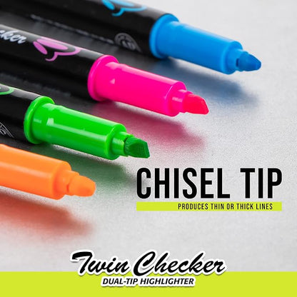 Pentel Twin checker Dual-Tip Highlighter, Chisel Tip, Yellow/Green Ink, Pack of 12 (SLW8-GK)