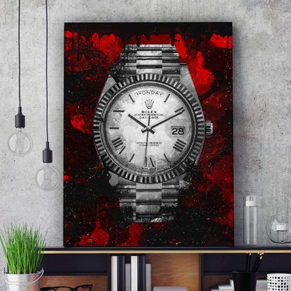 Luxury Watch Canvas Print Office Wall Decor Modern Art Pop Culture Decoration Inspiration Clock Timer Prints Framed Arts Walls Furniture (8 x 8 in)