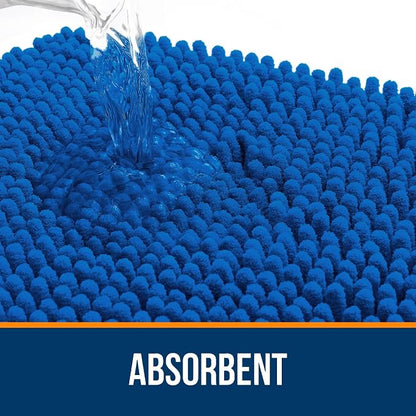 OLANLY Bathroom Rugs 34x21, Extra Soft Absorbent Chenille Bath Rugs, Rubber Backing Quick Dry, Machine Washable Bath Mats for Bathroom Floor, Tub and Shower, Home Decor Accessories, Deep Navy Blue