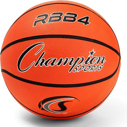 Champion Sports Rubber Basketballs – Durable Indoor & Outdoor Training & Recreational Game Balls, Multiple Sizes & Colors