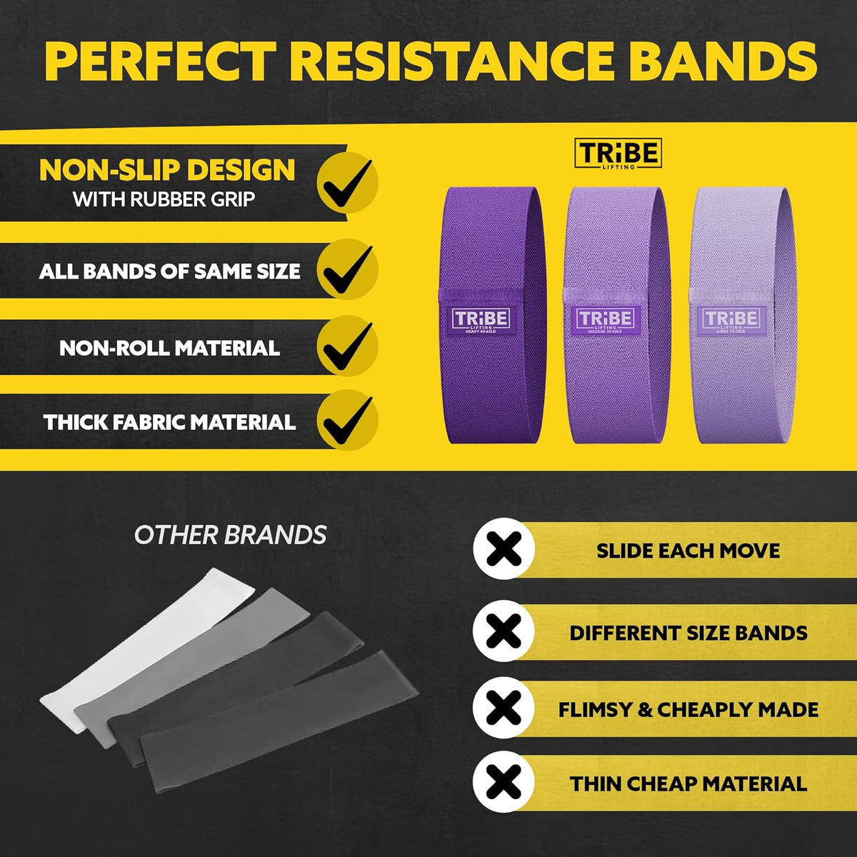 Fabric Resistance Bands for Legs - Workout Bands Resistance Bands for Men and Women - Booty Bands for Working Out - Exercise Bands Resistance Bands Set - Elastic Bands for Exercise