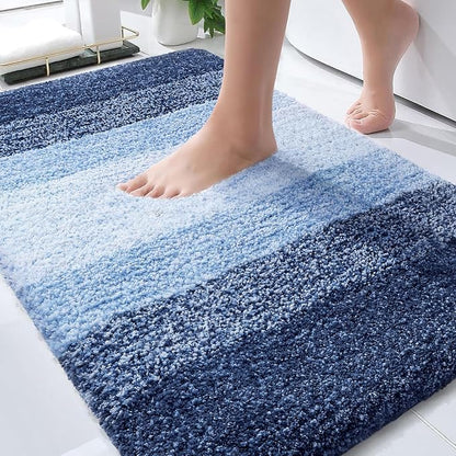 OLANLY Bathroom Rug Mat 36x24, Extra Soft and Absorbent Microfiber Bath Rugs, Non-Slip Plush Shaggy Bath Carpet, Machine Wash Dry, Bath Mats for Bathroom Floor, Tub and Shower, Navy