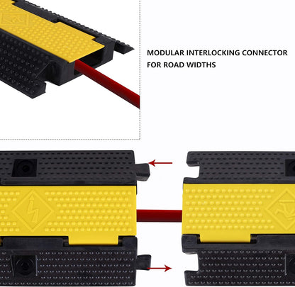 3 Pack Rubber Cable Ramp Hose Cable Protector Ramp 1 Channel 22000Lbs Load Capacity Traffic Speed Bump Wires Power Lines Extension Cord Cover for Indoor Outdoor