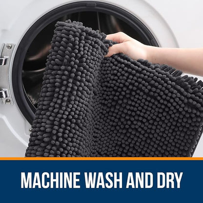 OLANLY Large Bathroom Rugs 70x46, Extra Soft Absorbent Chenille Bath Rugs, Rubber Backing Quick Dry, Machine Washable Bath Mats for Bathroom Floor, Tub and Shower, Home Decor Accessories, Dark Grey