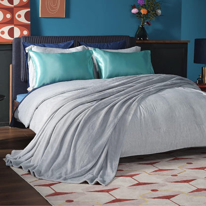 Bedsure Fleece Bed Blankets Full Size Light Grey - Soft Lightweight Plush Fuzzy Cozy Luxury Blanket Microfiber, 84x90 inches