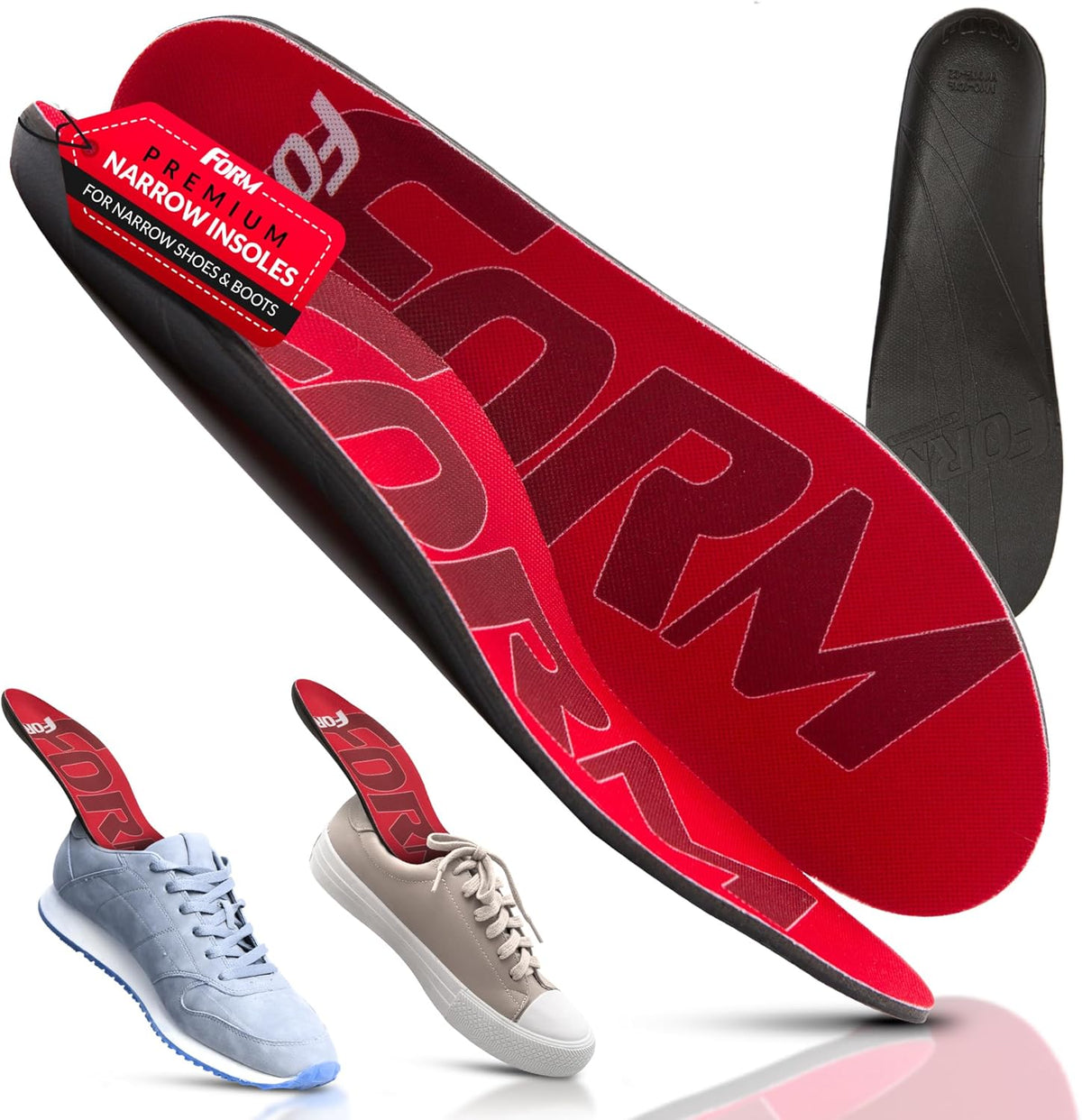Form Premium Narrow Insoles for Comfort & Maximum Pain Relief, Ideal for Narrow Shoes & Boots