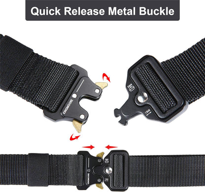 KingMoore Men's Tactical Belt Heavy Duty Webbing Belt Adjustable Military Style Nylon Belts with Metal Buckle