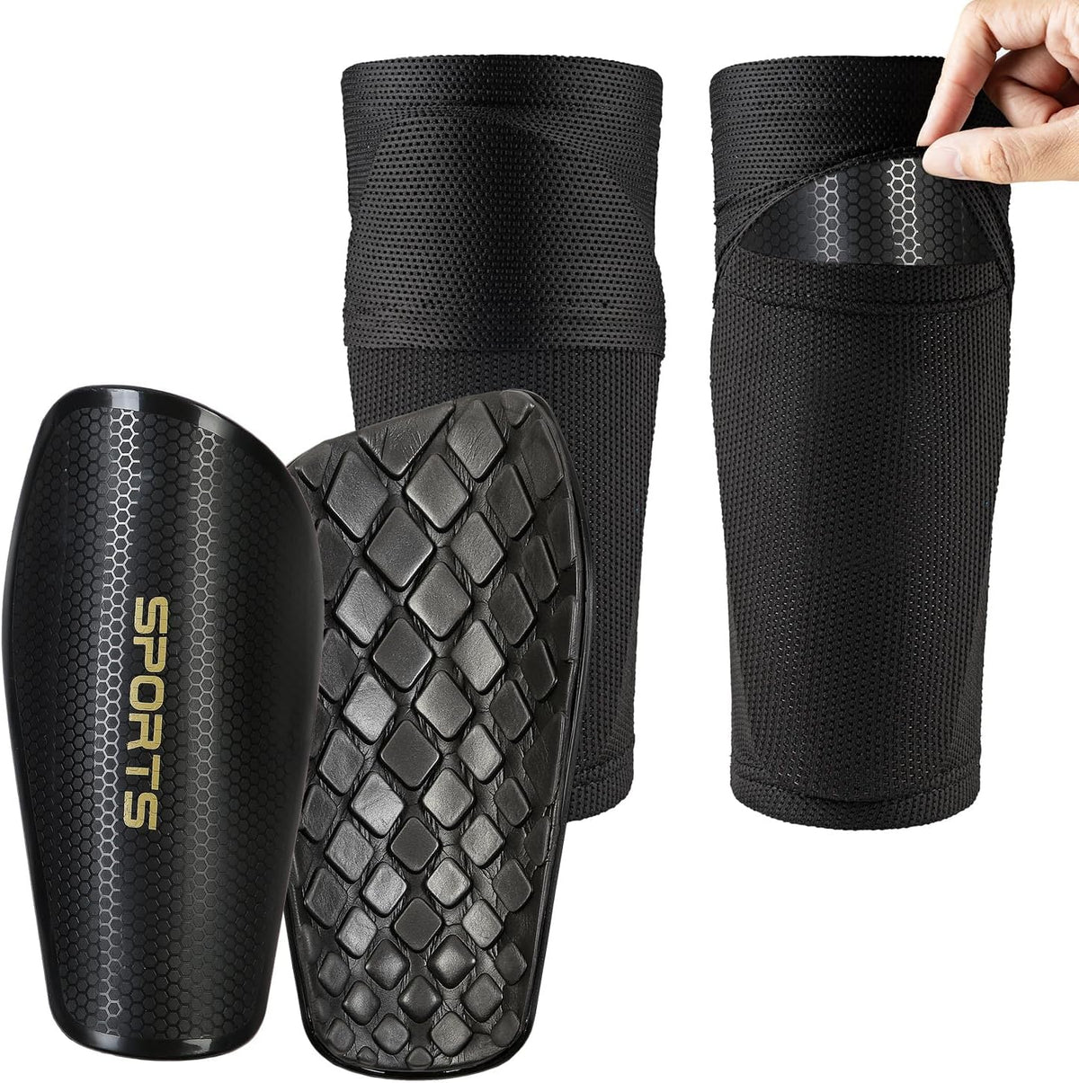 Soccer Shin Guards for Kids Youth and Shin Guard Sleeves Children's Calf Protectors for Boys Girls Kids Teenagers 3-5,5-10,10-15 Years Old Children
