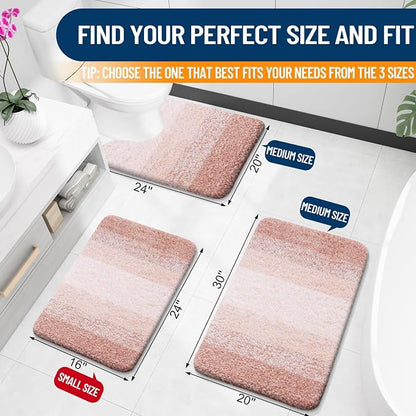 OLANLY Bathroom Rugs Mat 36x24, Extra Soft Absorbent Microfiber Bath Rugs, Rubber Backing, Quick Dry, Machine Washable Bath Mats for Bathroom Floor, Tub and Shower, Home Decor Accessories, Peach
