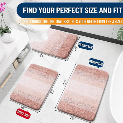 OLANLY Large Bathroom Rugs Mat 45x27, Extra Soft Absorbent Microfiber Bath Rugs, Rubber Backing, Quick Dry, Machine Washable Bath Mats for Bathroom Floor, Tub and Shower, Home Decor Accessories, Peach