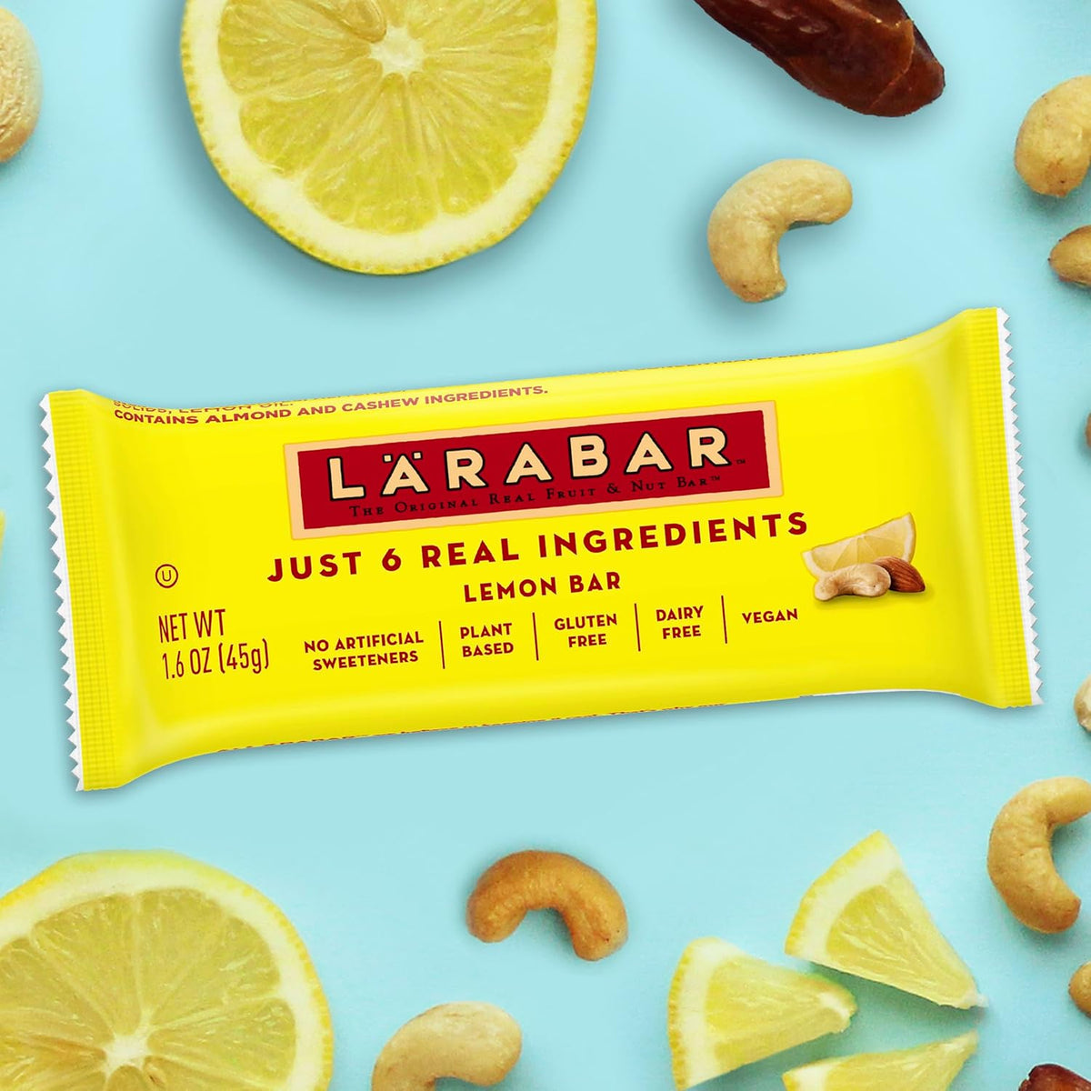 Larabar Lemon Bar Fruit and Nut Bars, Gluten Free and Vegan, 19.2 oz, 12 Ct