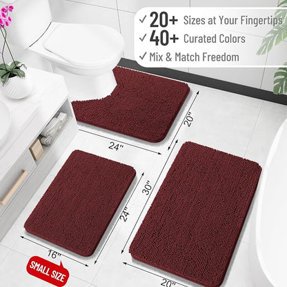 OLANLY Bathroom Runner Rugs 47x20, Soft Absorbent Chenille Bath Rugs, Rubber Backing Quick Dry, Machine Washable Long Bath Mats for Bathroom, Tub and Shower, Home Decor Accessories, Andorra Red-Brown