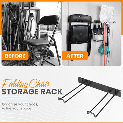 Heavy Duty Folding Chair & Tool Rack – Wall Mount Organizer for Garage, Garden, Beach & Camping – 2 Pack, 250 lbs Capacity Each