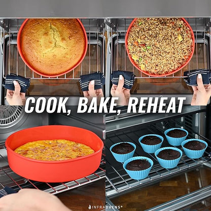 Air Fryer Baking Pan Set For Ninja Foodi Grill 5-in-1 AG301 4qt, Freezer & Airfryer Bakeware Sets with Cupcake Liners & Kitchen Conversion Chart, Nonstick Round Cake Molds for Baking