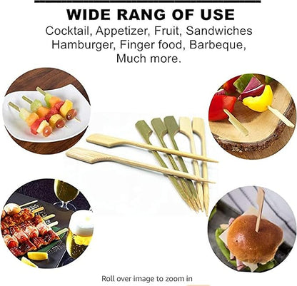 4.7 inch (1000 Pack) Bamboo Wooden Paddle Picks Skewers for Cocktail，Cocktail Picks for Drinks ，Toothpicks，Appetizers，BBQ，Fruit Kabobs，Sandwich，Barbeque Snacks.……4 Packs of 250 Each (1000 Count)