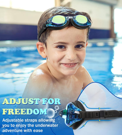 Aegend 2 Pack Kids Goggles, Swimming Goggles for Kids Age 4-16 Boys and Girls Youth, Anti-Fog Waterproof Anti-UV Pool Goggles